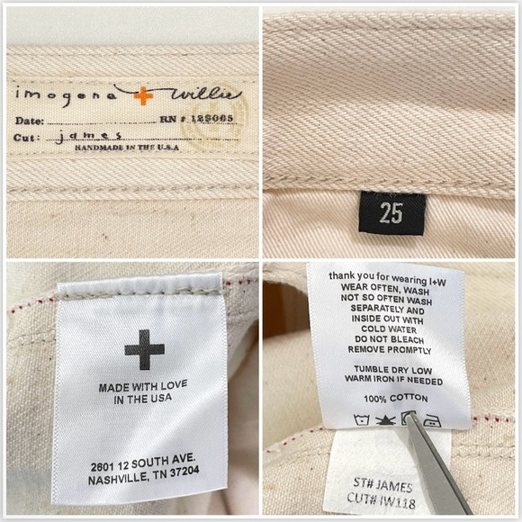 NWT Imogene + Willie James Jean Slim Straight Natural Seeded Selvedge Denim 25 - Picture 16 of 16